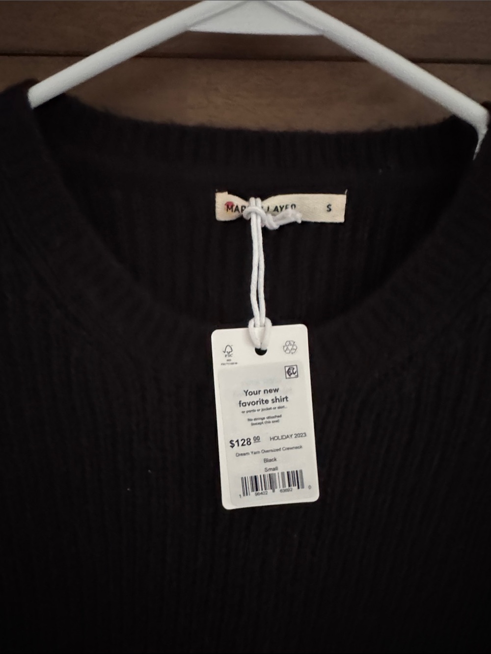 Marine Layer  Black cable knit Crewneck Sweater - Picture 2 of 5